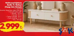 BEBEKONFOR WELTWOOD BOHEM BERLİN TV ÜNİTESİ AHŞAP ÇITA DETAYLI fiyat ve kampanya bilgisi